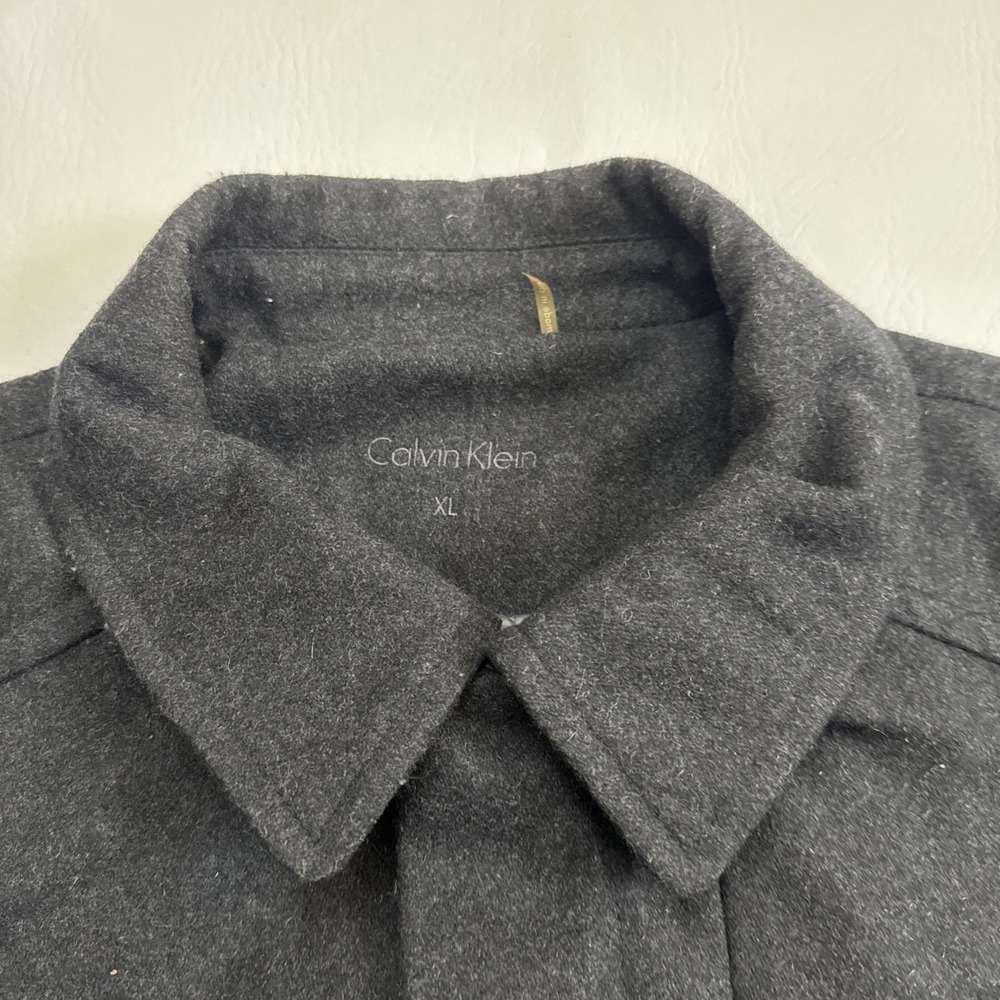 Calvin Klein Men's Charcoal Wool Zip‎ Snap Jacket - Quilt Lined Coat Men's Sz XL - Picture 4 of 10